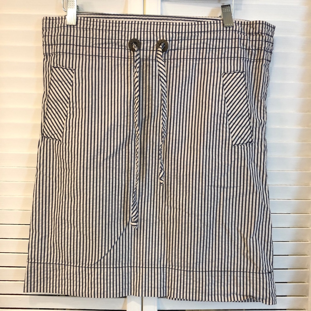 Blue and white stripped skirt with tie waist